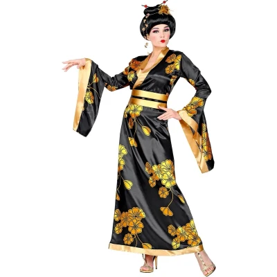 Afbeelding van Widmann Geisha Kostuum Li San Lotus China Vrouw Geel, Zwart Medium Carnavalskleding Verkleedkleding