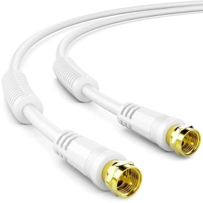 Afbeelding van deleyCON Tv kabel, SAT, coaxiale antenne, satelliet, HDTV, Quad Shield, DVB S, S2, DAB radio, stroomfilter, ferrietkern, wit
