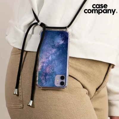 Afbeelding van Case Company® hoesje met Koord geschikt voor iPhone 11 Pro Nebula Telefoonhoesje Zwart Extra Bescherming aan alle Kanten en Over de Schermrand