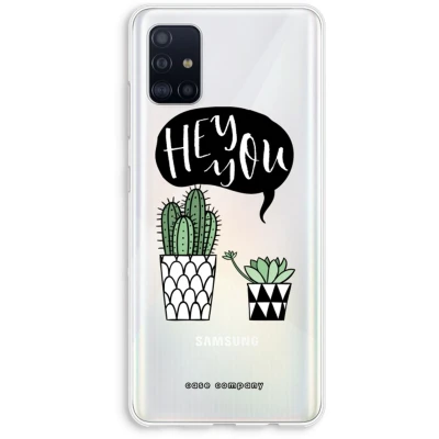 Afbeelding van Case Company® hoesje geschikt voor Samsung Galaxy A51 4G Hey you cactus Soft Cover Telefoonhoesje Bescherming aan alle Kanten en Schermrand