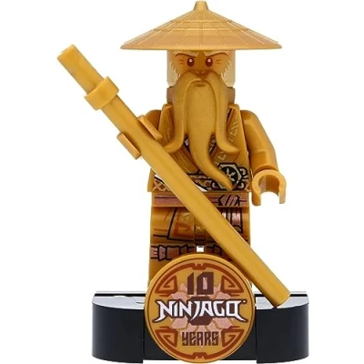 Afbeelding van LEGO Ninjago Gouden meester figuur Wu (Sensei Wu, Legacy) met sokkel