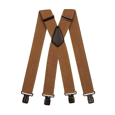 Afbeelding van Olata Extra brede X bretels voor heren met zwarte of zilveren klemmen en dikke stof 5 cm, Crème (zwarte clips)