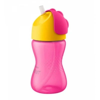 Image de Tasse paille 260 ml rose et jaune philips avent