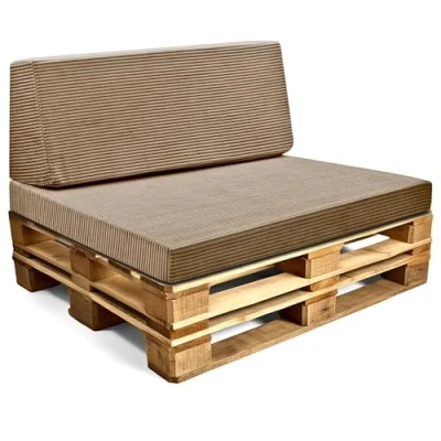 Afbeelding van Lincoln Tuinpalletkussen van schuimrubber, zitting 120 x 80 cm en rugleuning 40 cm, grote kussens voor zitbank, balkon, bank terras, Lincoln, bruin