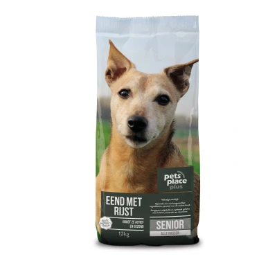 Afbeelding van Pets Place Plus Hond Senior Eend Hondenvoer 12 kg