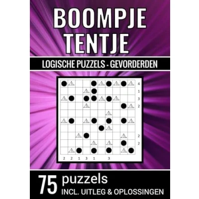 Afbeelding van Boompje Tentje Logische Puzzels Gevorderden 75 Puzzels, Incl. Uitleg &amp; Oplossingen