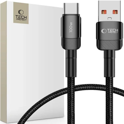Afbeelding van TECH PROTECT ULTRABOOST EVO TYPE C KABEL 100W/5A 200CM ZWART