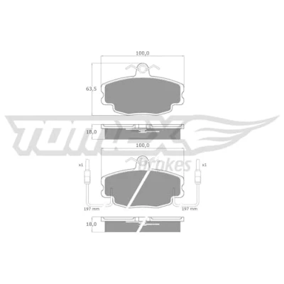 Afbeelding van TOMEX brakes TX 10 48 Remblokkenset Vooras Incl. slijtage waarschuwingscontact RENAULT: Super 5 Hatchback, CLIO 1, Hatchback