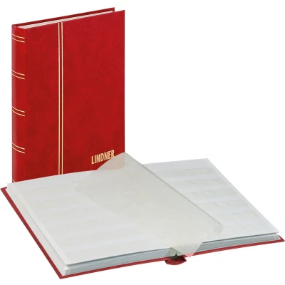 Afbeelding van Lindner Standaard, Insteekalbum A5 32 bladzijden (witte) 6 stroken Rood afm: 170x225x35 per st.