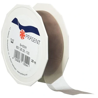 Afbeelding van C.E. Pattberg Organza lint, transparant, 25 m x cm, taupe