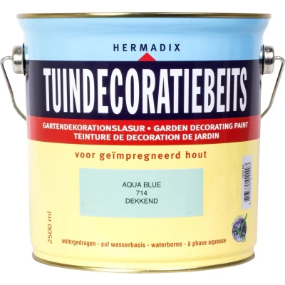 Afbeelding van Hermadix Tuindecoratiebeits Dekkend 714 Aqua Blue 2,5 liter Tuinbeits