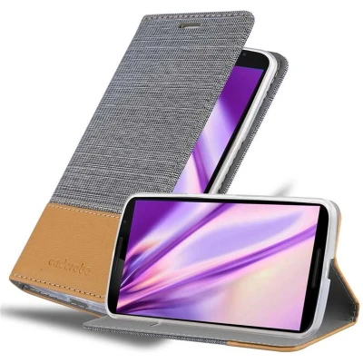 Afbeelding van Cadorabo Hoesje geschikt voor Motorola Google NEXUS 6 in LICHTGRIJS BRUIN Beschermhoes met magnetische sluiting, standfunctie en kaartvakje Book Case Cover Etui