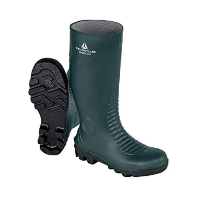 Afbeelding van DELTAPLUS Veiligheidslaarsjes S5 Sra PVC bescherming Mallioli teenkap en zool roestvrij staal BRONZE2S5, zwart groen.