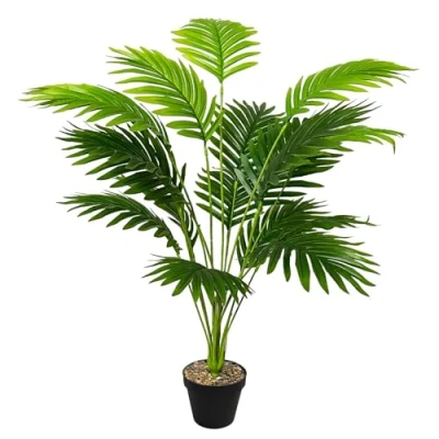Afbeelding van Zelihrdu Kunstplant in pot, grote kunstpalm van kunststof, decoratie voor woonkamer, balkon, slaapkamer, kantoor, tuin, bruiloft, 80 cm, groen