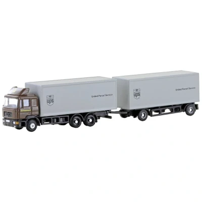 Afbeelding van Minis by Lemke LC4602 N Vrachtwagen MAN F90, 3 assige koffer hangertrein UPS