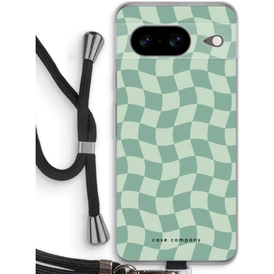 Afbeelding van Case Company® hoesje met Koord geschikt voor Google Pixel 8 Grid Groen Telefoonhoesje Zwart Bescherming aan alle Kanten en Over de Schermrand