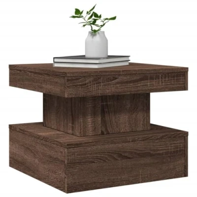 Image de vidaXL Table basse avec lumières LED chêne marron 50x50x40 cm839846