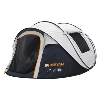 Afbeelding van Deryan Luxe Pop Up Tent 4 persoons 1 Second 2000MM waterkolom Anti UV 50+ Cream