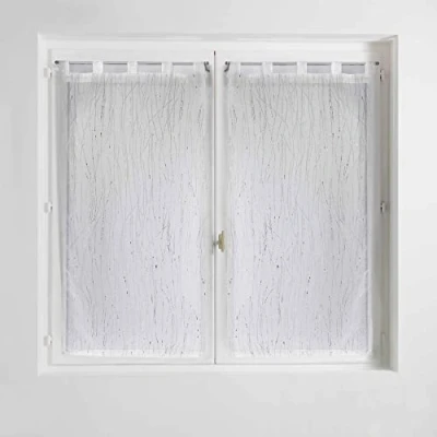 Afbeelding van douceur d&#039;Intérieur Gordijnen, recht, 2 x 90 120 cm, zand, raamsluier, Filiane, wit