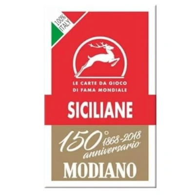 Image de Modiano Cartes à Jouer Siciliane Rouge Anniversaire 150 Ans