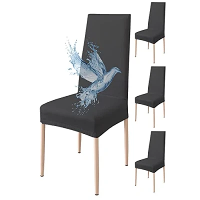 Afbeelding van Poligino stoelhoes, 4 stuks, waterdicht, stoelhoes eetkamer , rekbare universeel, eenvoudig aan te brengen (zwart, stuks)