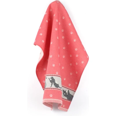 Afbeelding van Bunzlau Castle Tea Towel Cats 65x65cm, Red