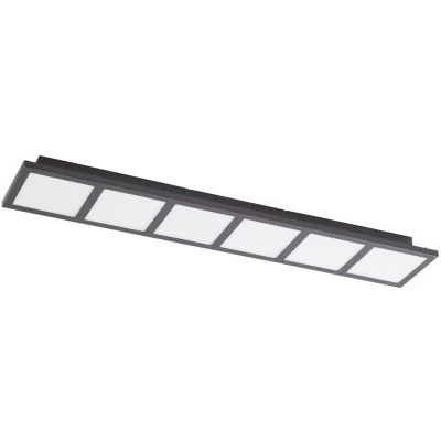 Afbeelding van Lindby LED plafondlamp RGB met dimmer CCT 6lichts kunststof, ijzer H: 5.5 cm wit, mat zwart Inclusief lichtbronnen