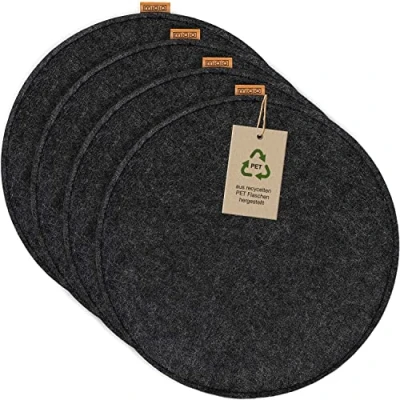 Afbeelding van Miqio Design Zitkussens rond vilt ø35 cm Set van 4 Wasbare antislip stoelkussens Comfortabele tuin en bankkussens