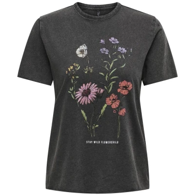 Afbeelding van Only Onllucy reg s/s Top jrs noos black/flowerchild S
