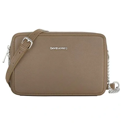 Afbeelding van David Jones Dames Kleine Crossbodytas Vierkant Ketting Schoudertas Handtas PU Leer Ritssluiting Avondtas Clutch Mode Elegant Vrouwen Meisje Crossover Tassen Taupe Bruin