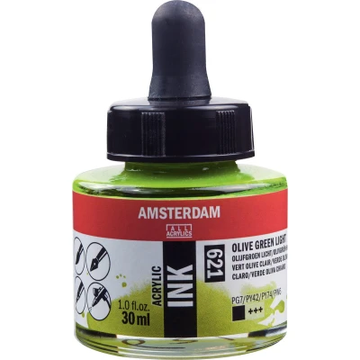 Afbeelding van Amsterdam Acrylic Ink Fles 30 ml Olijfgroen Licht 621