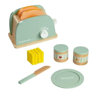 Afbeelding van Teamson Kids Houten Speelkeuken Accessories Toaster 11 Stuks Kinderspeelgoed Groen