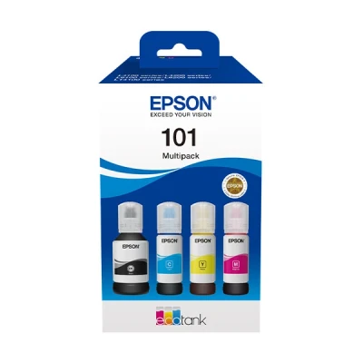 Image de Epson 101 Multipack Pack de 4 noir, jaune, cyan, magenta original réservoir d&#039;encre pour L4160, L4260, L4266, L6190, L6260, L6270, L6276, L6290; EcoTank L14150, L6270