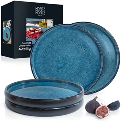 Afbeelding van Moritz &amp; SOLID 4 stuks 26 cm platte borden van aardewerk om te serveren