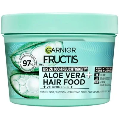 Afbeelding van Garnier Fructis Aloë Vera Hair Food 3 in 1 hydraterend masker voor normaal tot droog haar met lipidencomplex, extra veganistische formule, 400 ml
