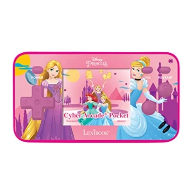 Afbeelding van Lexibook Disney&#039;s Princesses console, draagbaar, Cyber Arcade Pocket, 150 spellen, lcd display, werkt op batterijen, roze, JL1895DP