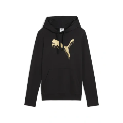 Afbeelding van Puma ESS metallic Hoodie blackmetallic gold, Dames, Maat: Small, Black gold