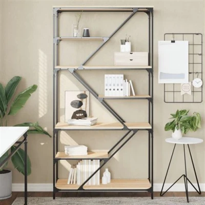 Afbeelding van vidaXL Boekenrek 91x36x176 cm bewerkt hout en staal sonoma eikenkleur