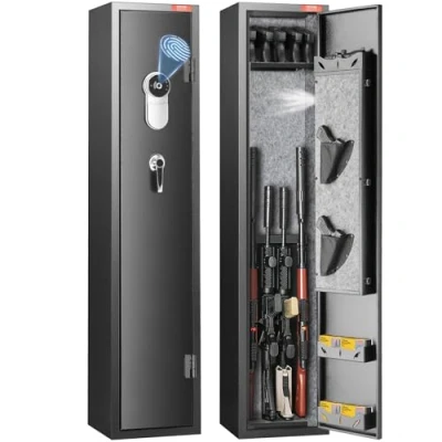 Image de VEVOR Armoire à 5 fusils coffre fort verrouillage empreinte digitale 4 pistolets