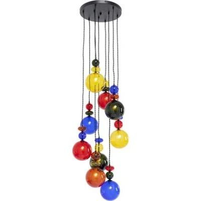 Afbeelding van Kare Mazzo Nove hanglamp, meerkleurig glas, 9 lamps