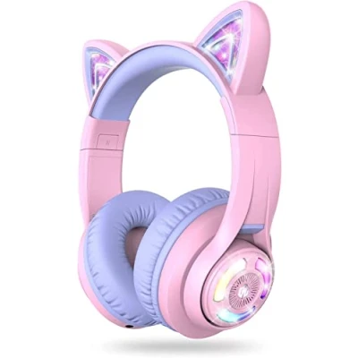 Afbeelding van iClever Bluetooth hoofdtelefoon voor kinderen op het oor jongens en meisjes, verstelbare 85/94 dB volumeregeling, kinderhoofdtelefoon met microfoon school/tablet, mobiele telefoon, pc, tv