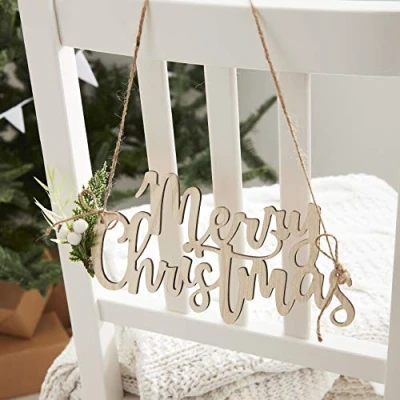 Afbeelding van Let it Snow Stoeldecoratie Merry Christmas