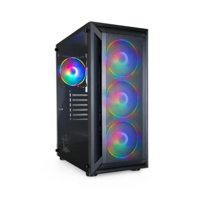 Afbeelding van TOOQ TQGCC101 B RAGNÄROK Halftower behuizing voor gaming ATX/MicroATX/Mini ITX, gehard glas, bevat 4 RGB ventilatoren, kleur zwart
