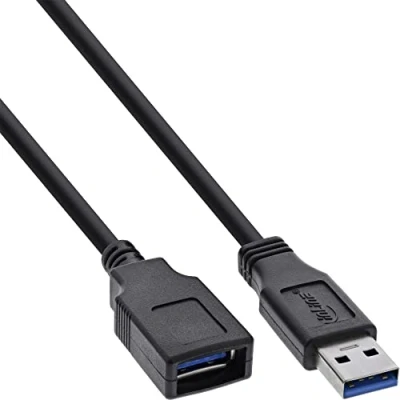 Afbeelding van USB naar (volledig bedekt) verlengkabel USB3.0 tot 2A / zwart 2 meter