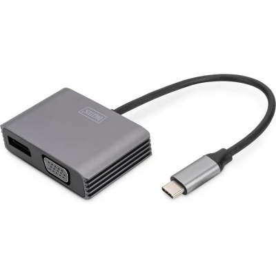 Afbeelding van Digitus DA 70827 DisplayPort / RGB USB C Adapter [1x 2x bus, VGA bus] Zwart Afgeschermd, Rond 0.2 m