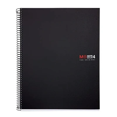 Afbeelding van Miquelrius Spiraalblok, microgeperforeerd, omslag polypropyleen ondoorzichtig, DIN A4 210 x 297 mm, 4 voudig geperforeerd, 140 vellen 70 g/m² en gekleurde strepen, 5 mm rasters, kleur: zwart