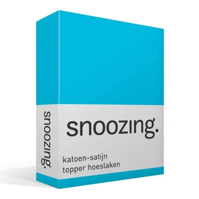 Afbeelding van Snoozing Katoen satijn Topper Hoeslaken Tweepersoons 120x220 cm Turquoise