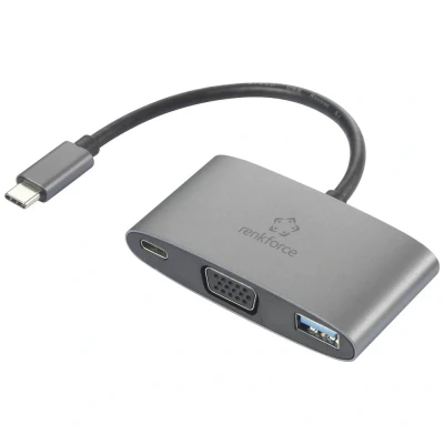 Afbeelding van Renkforce USB C, VGA Adapter [1x C stekker 1x bus (Power Delivery), bus, 3.2 Gen 1 A (USB 3.0)] RF HUB 151