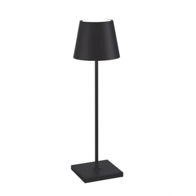 Afbeelding van Zafferano Poldina Pro Black Limited Edition led tafellamp, draadloos, oplaadbaar, dimmer 2700 3000 K, IP65 binnen en buiten, lange levensduur, aluminium, H38 cm zwart
