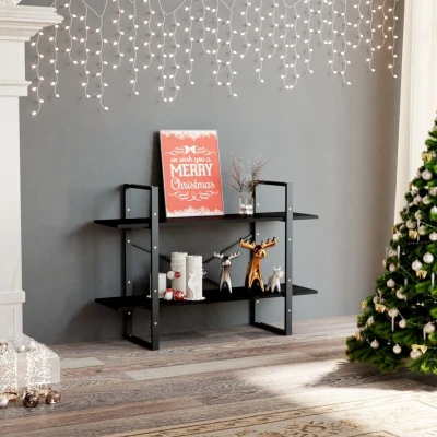 Afbeelding van Boekenkast met 2 schappen 100x30x70 cm spaanplaat zwart